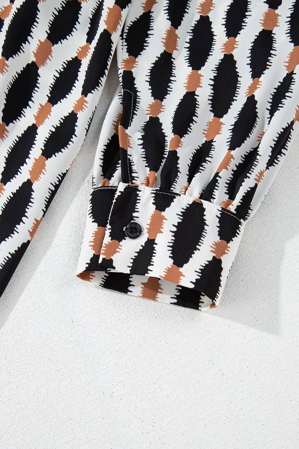 Geometric Print Collared V Neck Mini Dress
