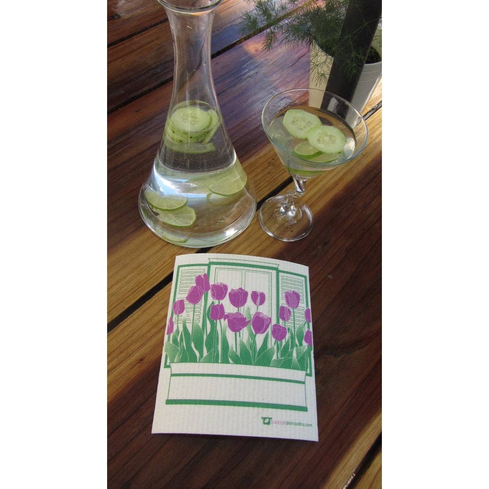 Swedish Dishcloth Purple Tulips