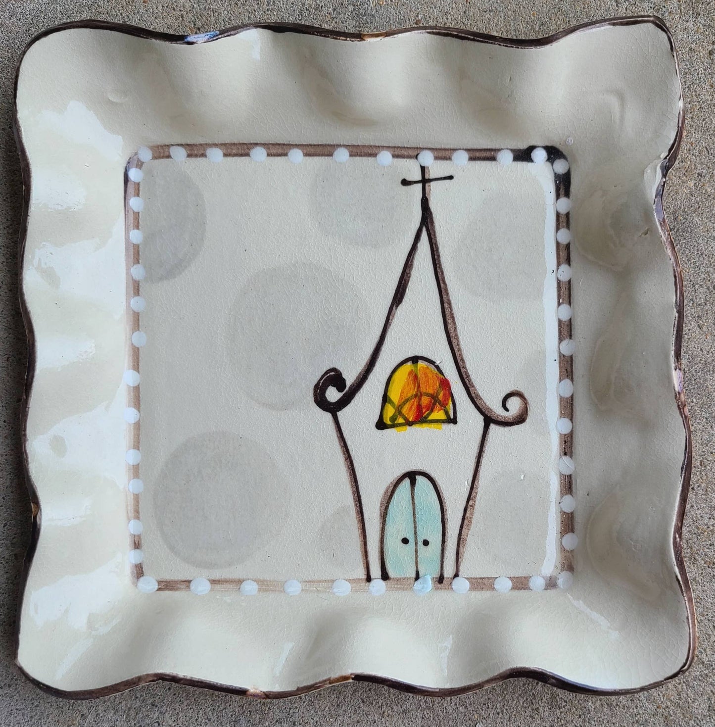 Medium Square Tray (Church Gray Dots)