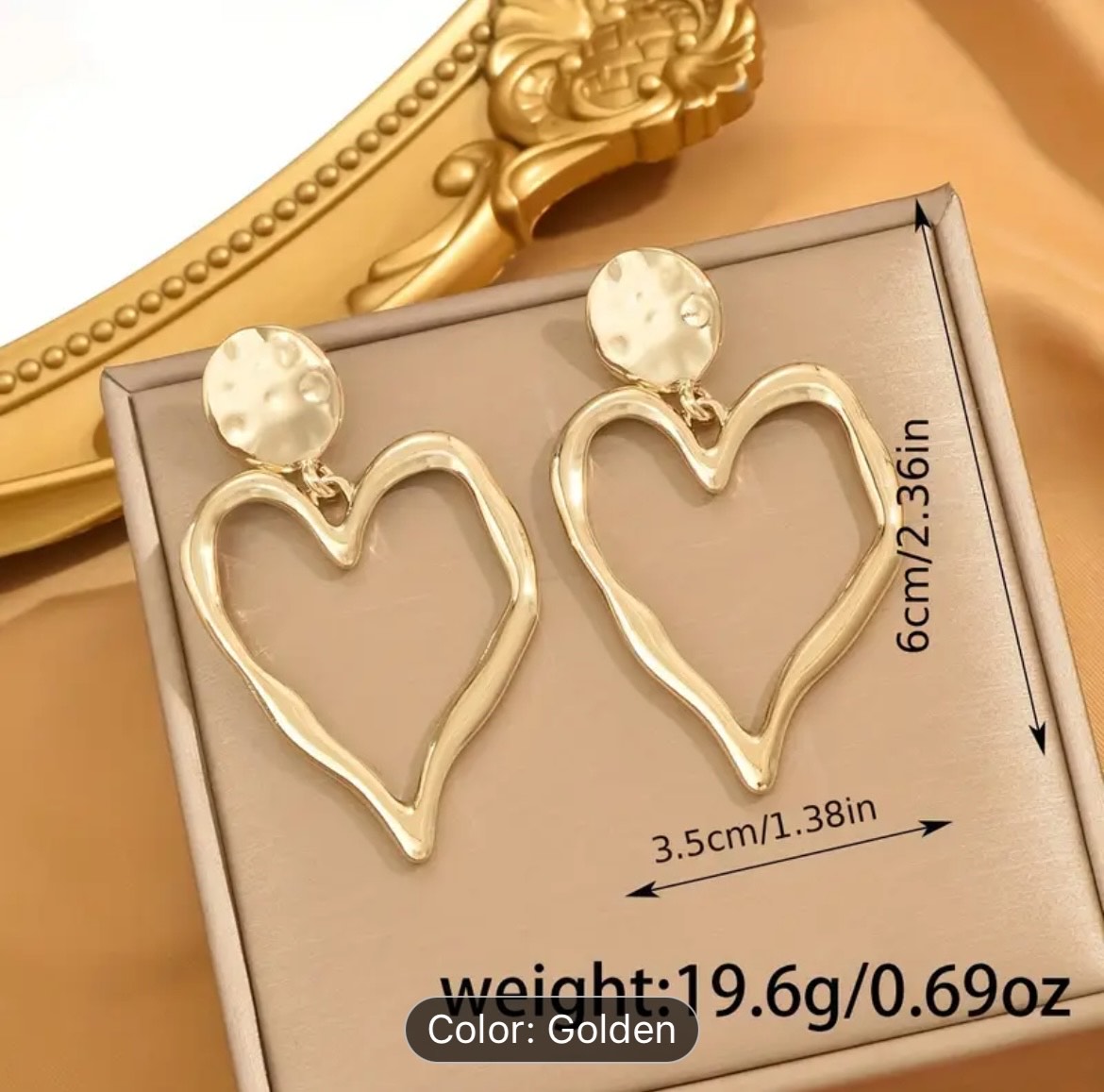 HEART EARRINGS- GOLDEN