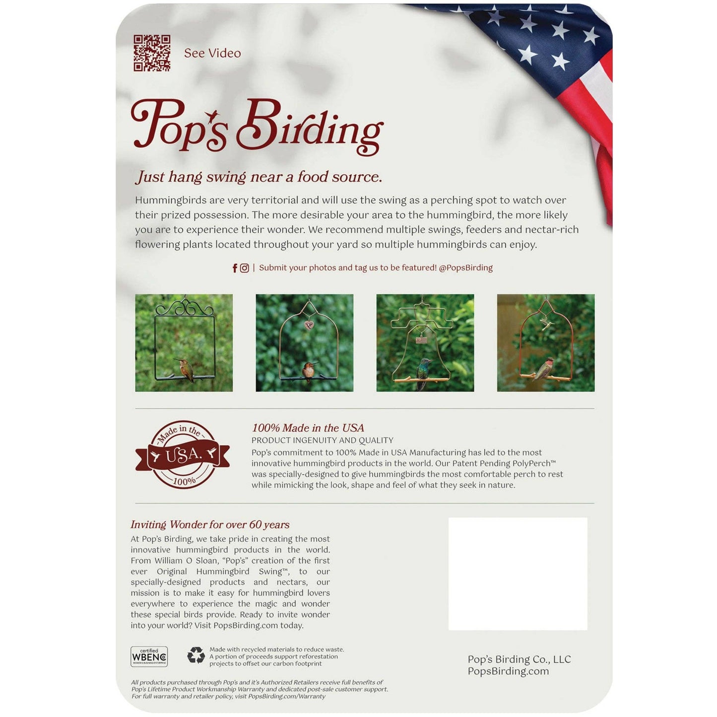 Hummingbird Swing, Craft Red Bird