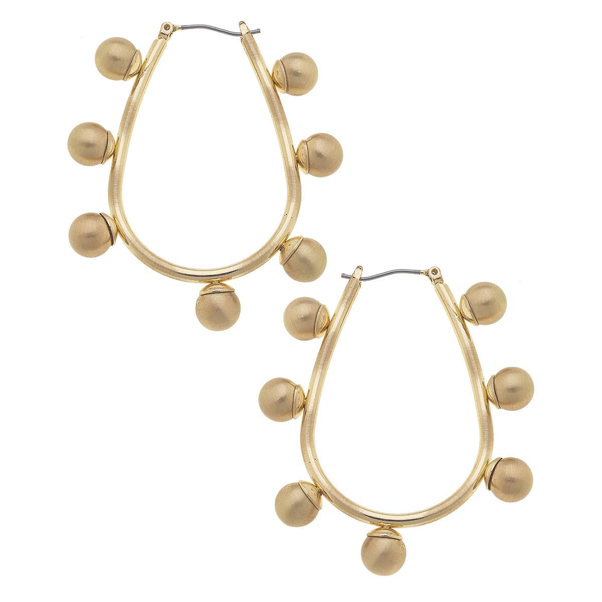 Allison Studded Metal Teardrop Hoop Earrings