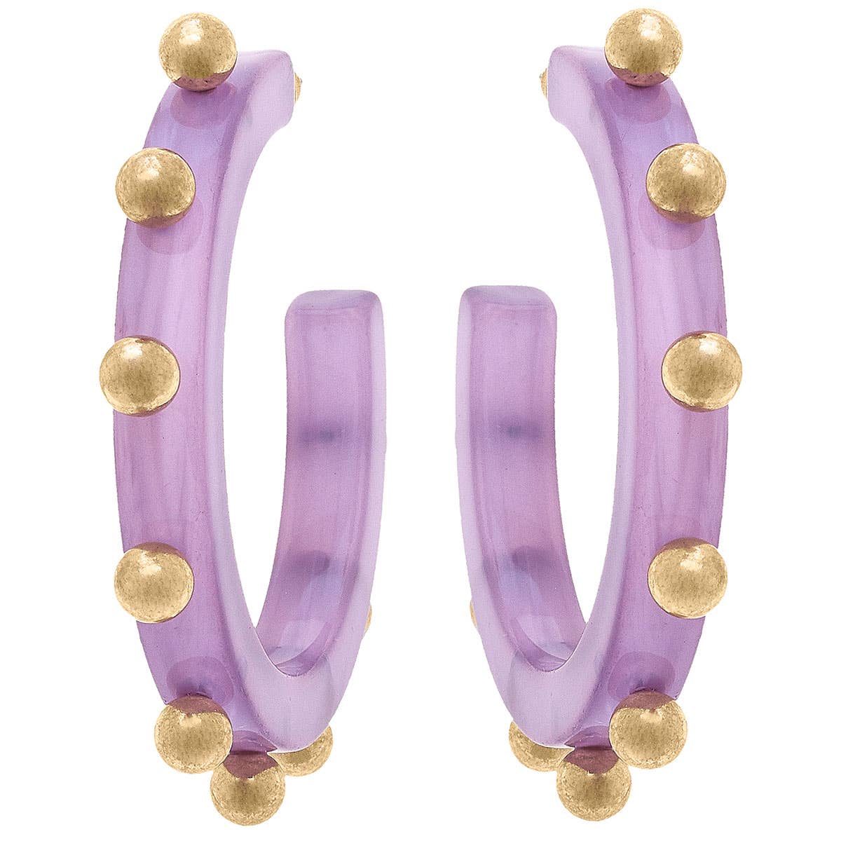 Kelley Studded Metal and Resin Hoop Earrings