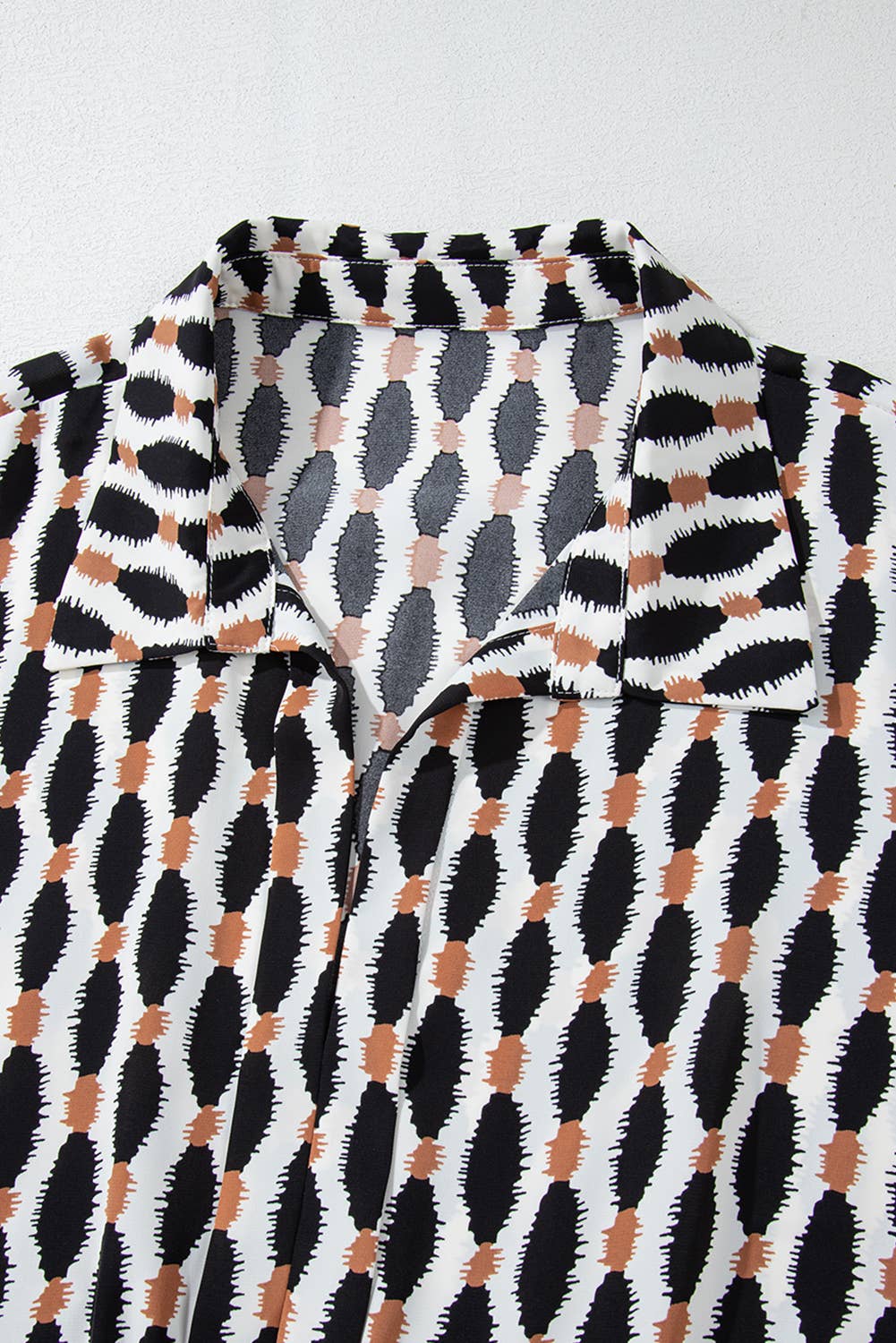 Geometric Print Collared V Neck Mini Dress