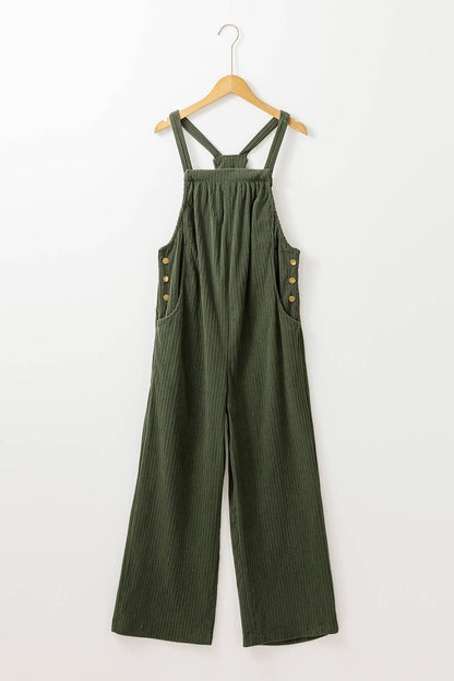 Corduroy Pocketed Wide Leg Loose Fit Overall (S-4X)