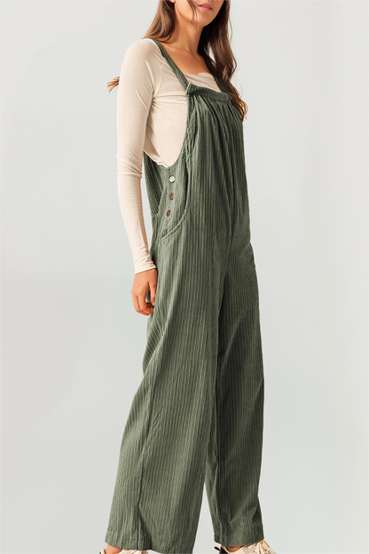 Corduroy Pocketed Wide Leg Loose Fit Overall (S-4X)