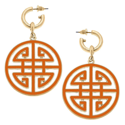 Jenson Game Day Greek Keys Enamel Statement Earrings