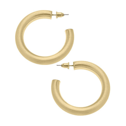 Arabella Satin Gold Hoop Earrings