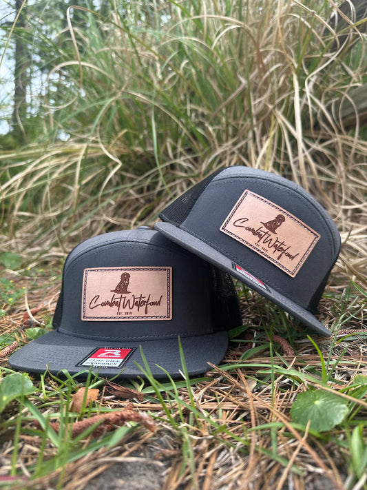 7 Panel Charcoal Lab Patch Combat Waterfowl Trucker Hat