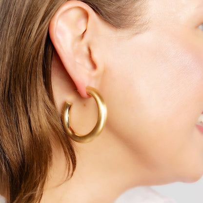 Arabella Satin Gold Hoop Earrings