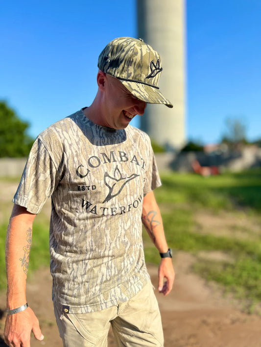 Mossy Oak Bottomland Washed Out Vintage Combat Waterfowl Logo Tee