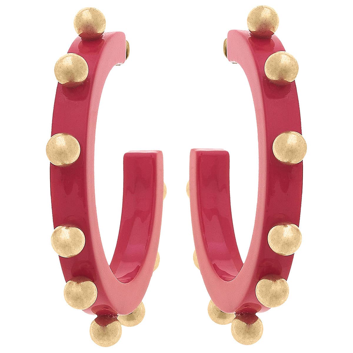 Kelley Studded Metal and Resin Hoop Earrings