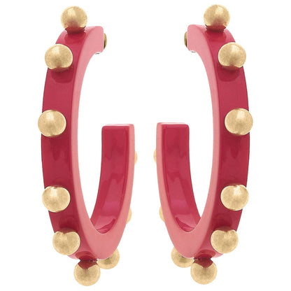 Kelley Studded Metal and Resin Hoop Earrings