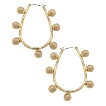 Allison Studded Metal Teardrop Hoop Earrings