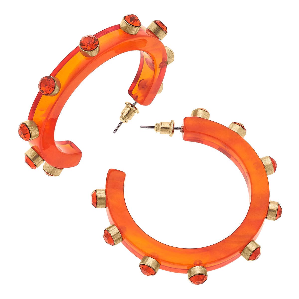 Renee Resin and Rhinestone Hoop Earrings